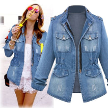 Load image into Gallery viewer, Denim Peplum Jacket
