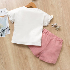 Girls Clothing Sets (Pink and White) Short set