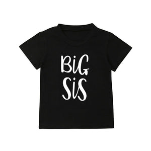 Big Sister Little Brother Kids Tshirt Summer Short Sleeve Letter Tops Girls Boys Graphic Tee Twins Matching Outfit T-shirt