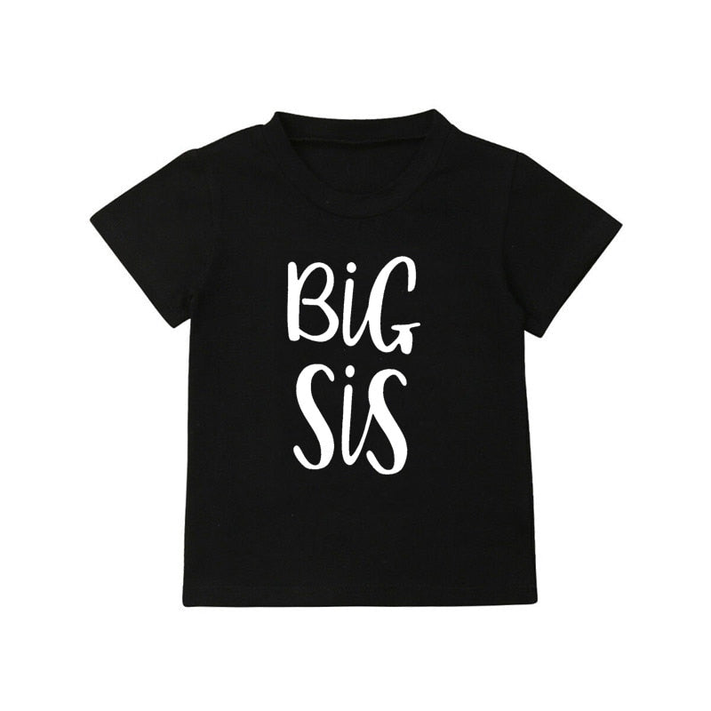 Big Sister Little Brother Kids Tshirt Summer Short Sleeve Letter Tops Girls Boys Graphic Tee Twins Matching Outfit T-shirt