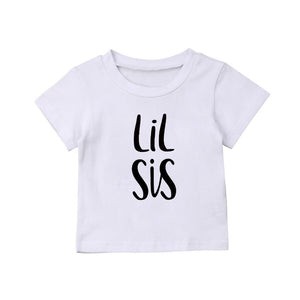 Big Sister Little Brother Kids Tshirt Summer Short Sleeve Letter Tops Girls Boys Graphic Tee Twins Matching Outfit T-shirt