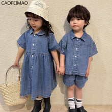 Load image into Gallery viewer, Denim set Boys or Girls Dress short sleeve(Sold Separately)
