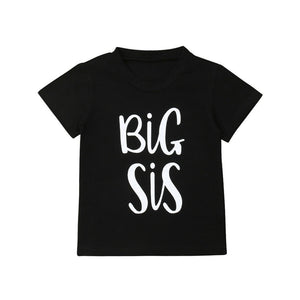 Big Sister Little Brother Kids Tshirt Summer Short Sleeve Letter Tops Girls Boys Graphic Tee Twins Matching Outfit T-shirt