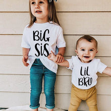 Load image into Gallery viewer, Big Sister Little Brother Kids Tshirt Summer Short Sleeve Letter Tops Girls Boys Graphic Tee Twins Matching Outfit T-shirt
