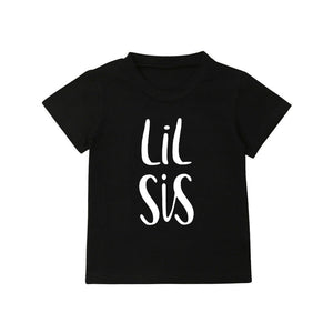 Big Sister Little Brother Kids Tshirt Summer Short Sleeve Letter Tops Girls Boys Graphic Tee Twins Matching Outfit T-shirt