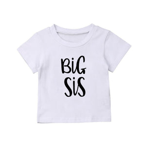 Big Sister Little Brother Kids Tshirt Summer Short Sleeve Letter Tops Girls Boys Graphic Tee Twins Matching Outfit T-shirt