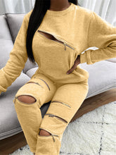 Load image into Gallery viewer, Tracksuit Women Two Piece Set Zipper Holes
