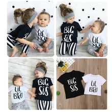 Load image into Gallery viewer, Big Sister Little Brother Kids Tshirt Summer Short Sleeve Letter Tops Girls Boys Graphic Tee Twins Matching Outfit T-shirt
