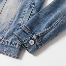 Load image into Gallery viewer, Matching Outfits Lapel Button Down Long-sleeve Distressed Denim Jacket
